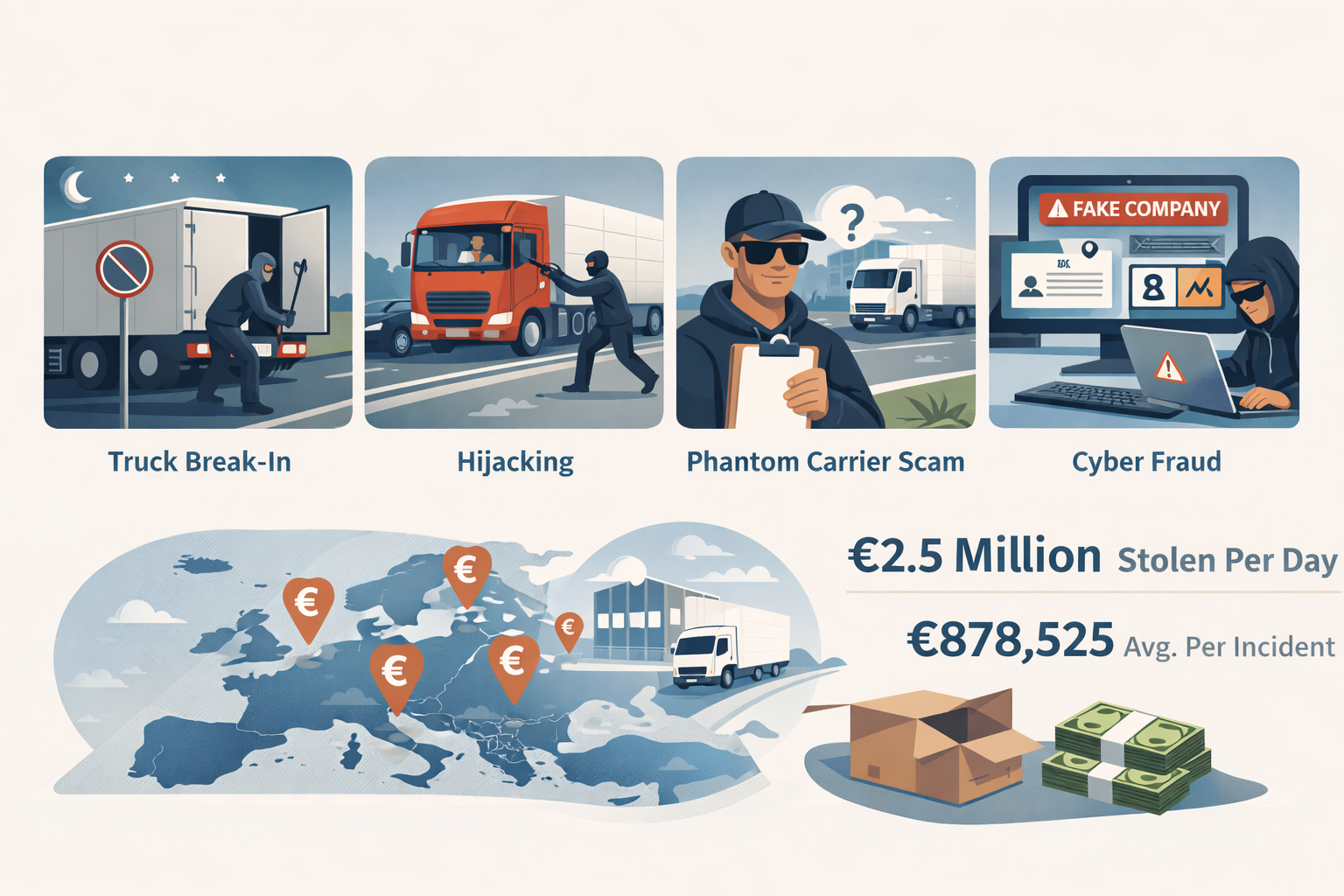Cargo Theft in Europe by the Numbers: €2.5 Million Stolen Every Day and Why It Keeps Getting Worse