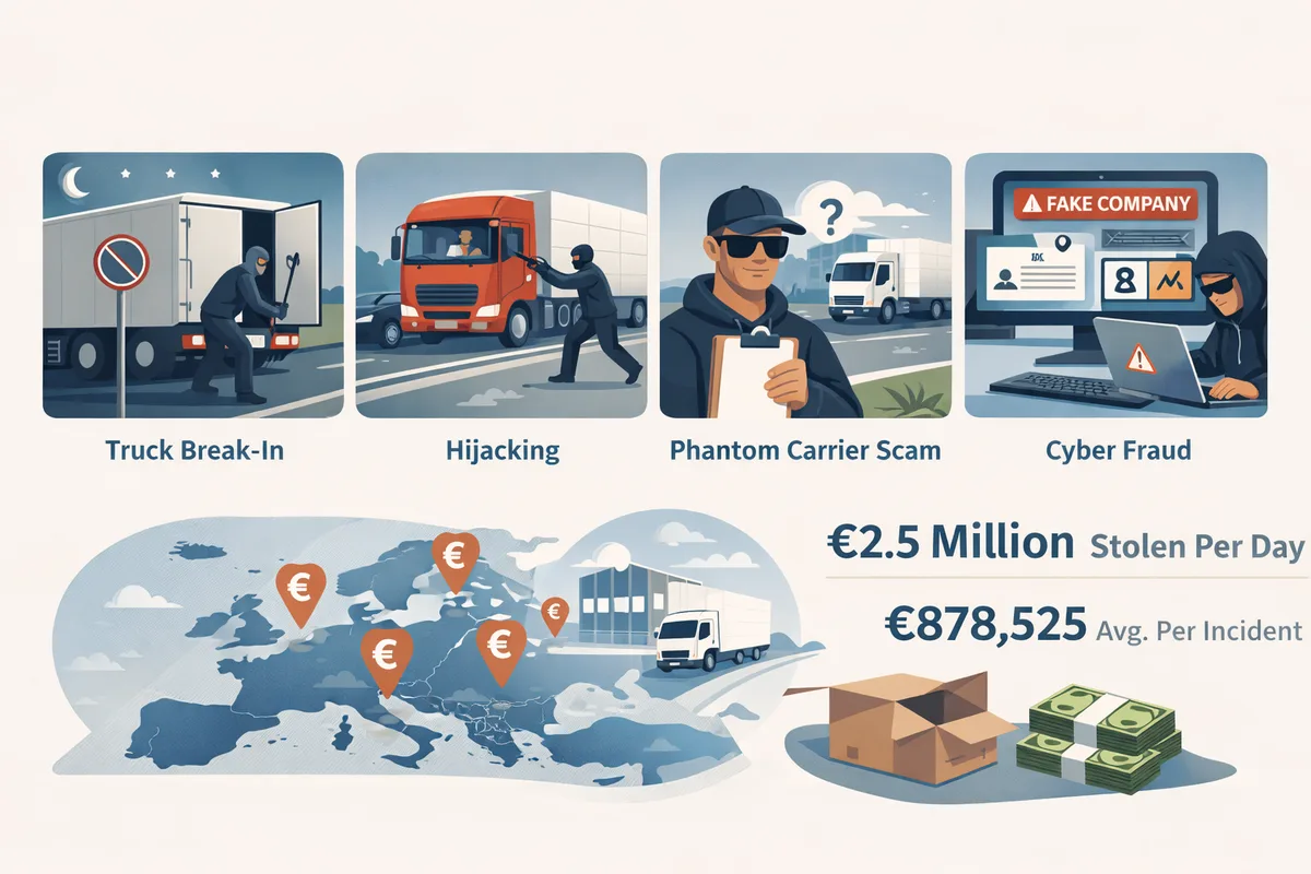 Cargo Theft in Europe: €2.5M Stolen Every Day (2026 Data)