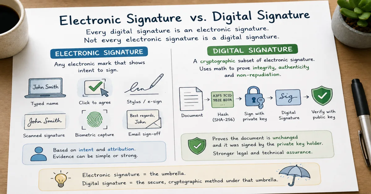 What's the Difference Between a Digital Signature and an Electronic Signature?